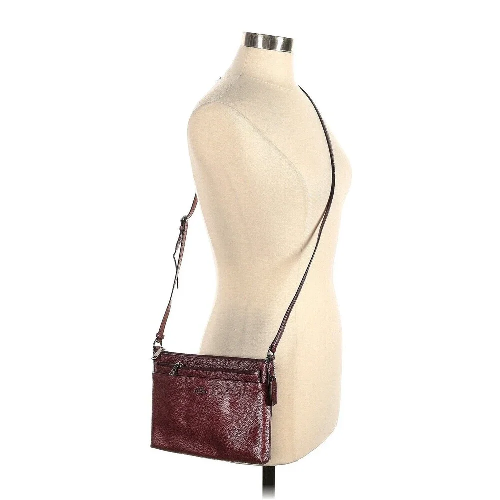 COACH Metallic Cherry Leather Multiple Journal Pop Out Pouch Crossbody Bag